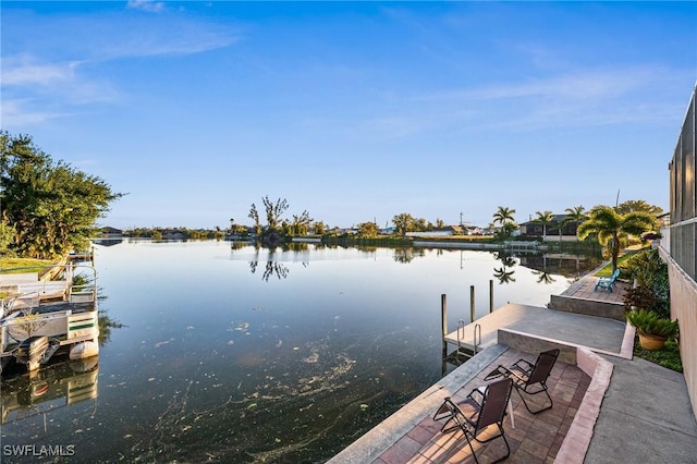 dock area with a water view