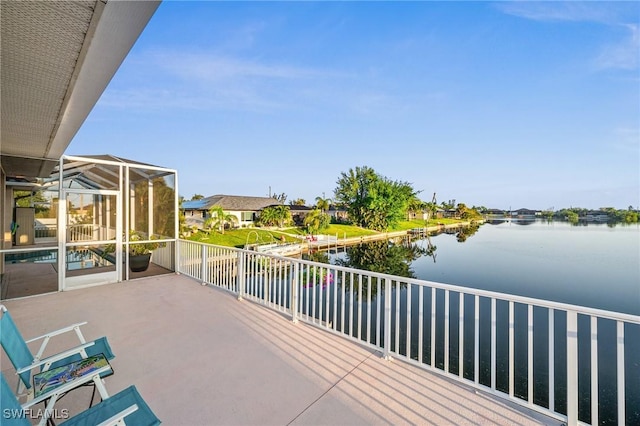 balcony with a water view