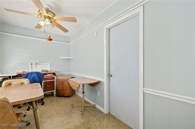 home office featuring a ceiling fan