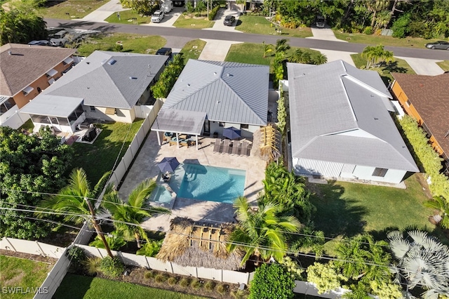 bird's eye view with a residential view