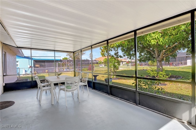 view of unfurnished sunroom