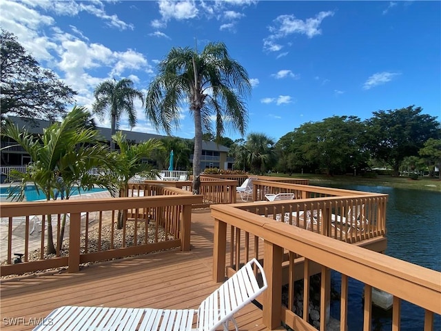 deck with a water view