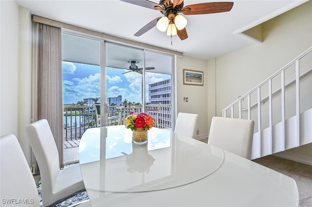 dining room featuring a healthy amount of sunlight and a ceiling fan