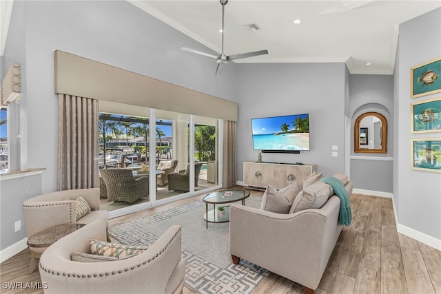 1015 Goldenrod Ave, Marco Island, FL 34145 - living area featuring visible vents, crown molding, baseboards, and wood finished floors
