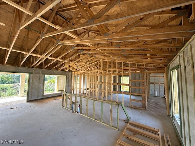 misc room with vaulted ceiling