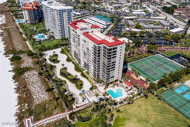 drone / aerial view featuring a view of city