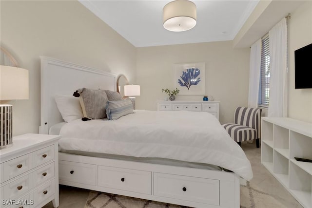 bedroom with light tile patterned floors