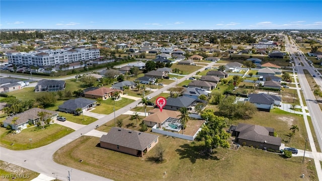 bird's eye view with a residential view