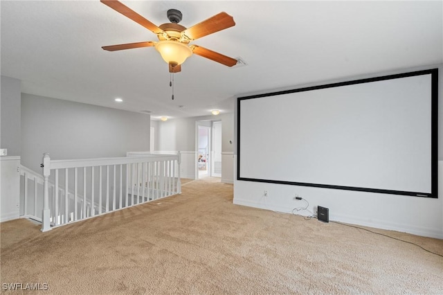 home theater with carpet and recessed lighting