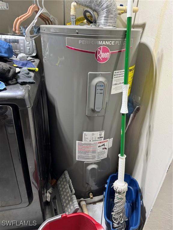 utility room featuring electric water heater