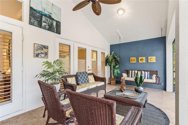 view of patio featuring a ceiling fan and an outdoor hangout area