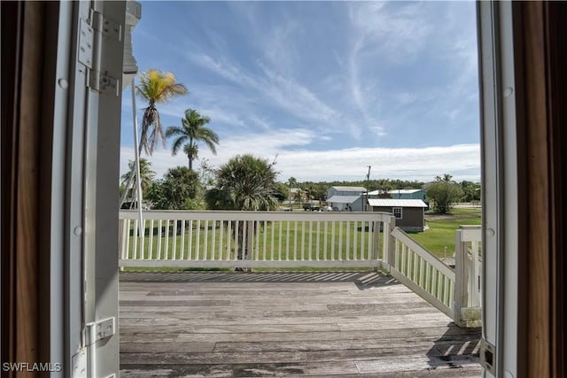 deck with a lawn