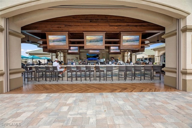 exterior space with outdoor dry bar