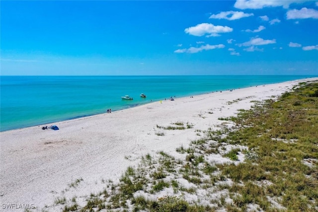 property view of water with a beach view