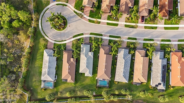 drone / aerial view with a residential view