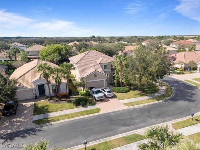 aerial view with a residential view