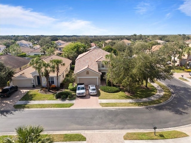 aerial view with a residential view