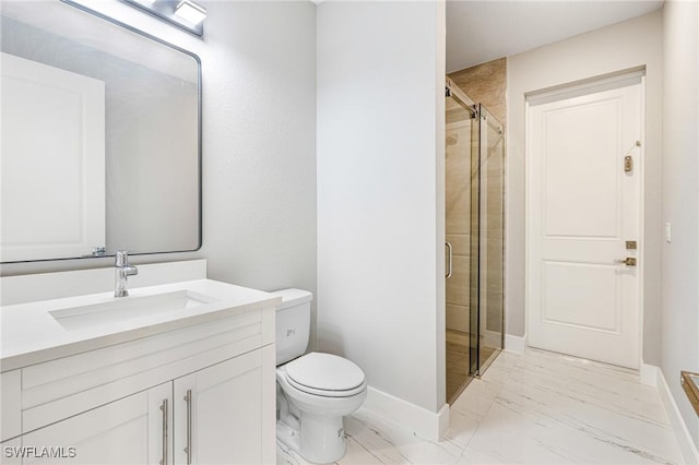 1316 SW 23rd St, Cape Coral, FL 33991 - full bath featuring marble finish floors, a shower stall, vanity, toilet, and baseboards