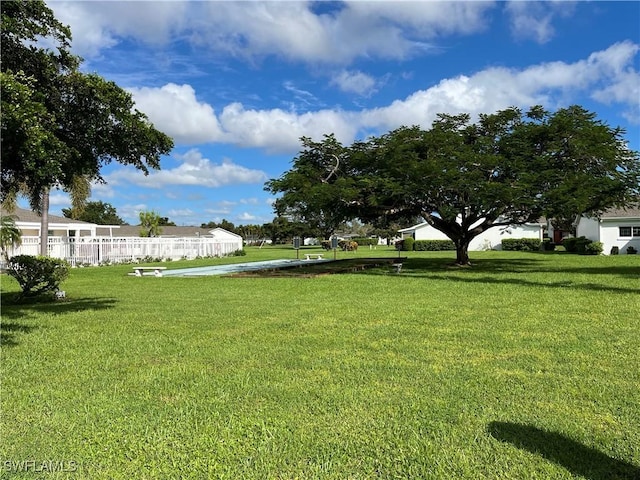 view of yard featuring fence