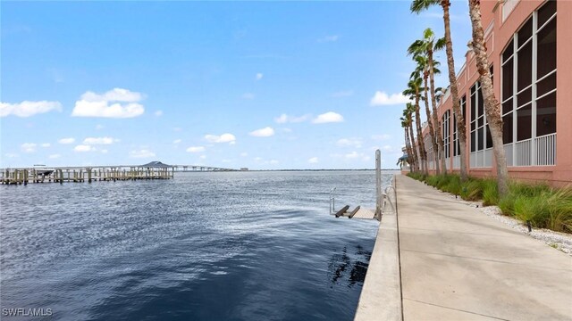 view of dock featuring a water view