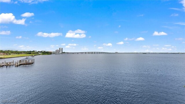 water view with a boat dock