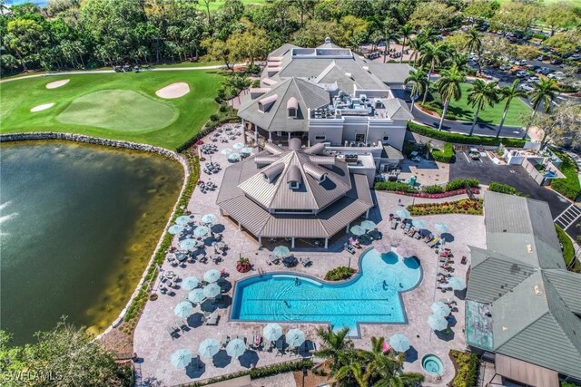 bird's eye view with golf course view