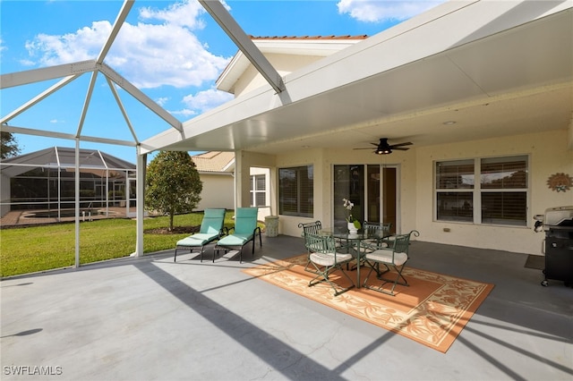 9325 La Bianco St, Estero, FL 33967 - exterior space featuring a lanai and ceiling fan