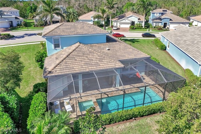 aerial view with a residential view