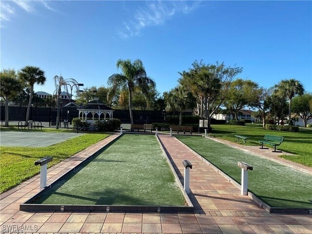 view of community with a gazebo and a yard