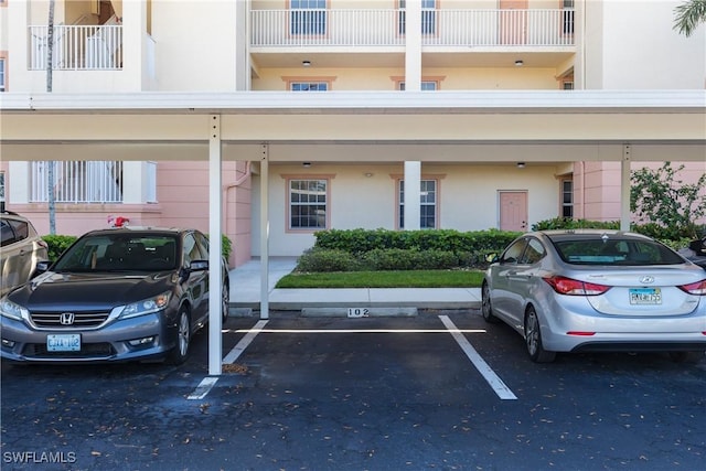 view of covered parking lot