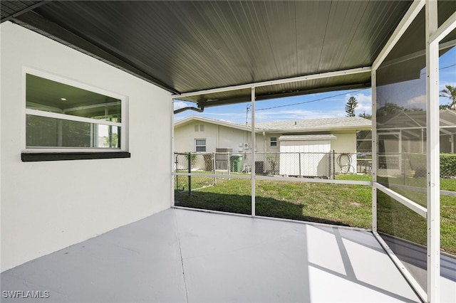 view of unfurnished sunroom