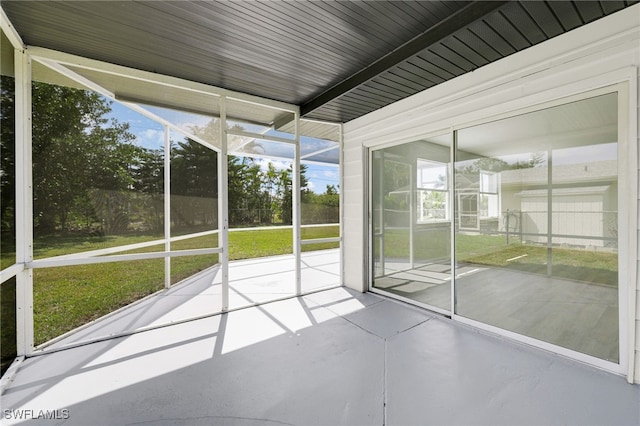 view of unfurnished sunroom