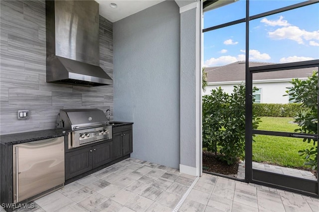 interior space featuring a sink, grilling area, and area for grilling