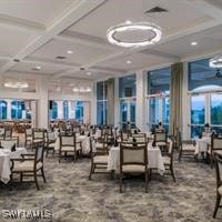 interior space featuring beam ceiling and coffered ceiling