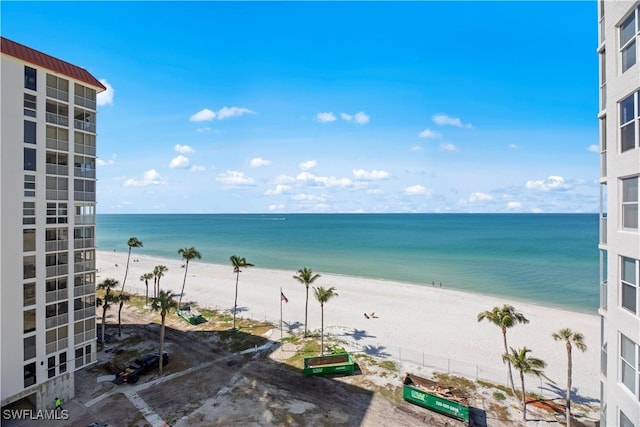 view of water feature with a view of the beach