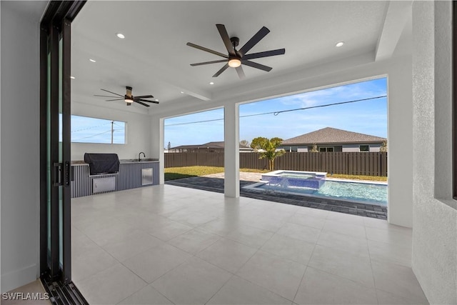 611 NW 25th Ter, Cape Coral, FL 33993 - view of pool with ceiling fan, a patio, and a pool with connected hot tub