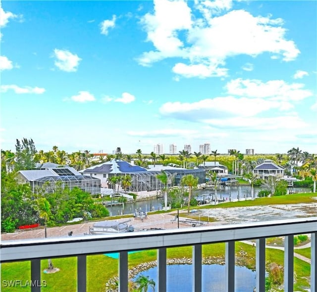 balcony with a water view