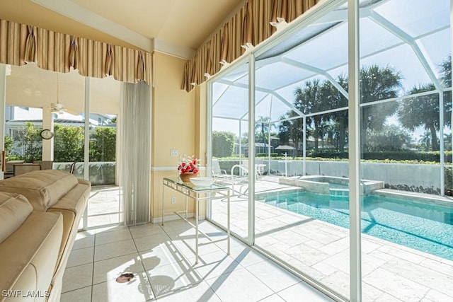 2109 Morning Sun Ln, Naples, FL 34119 - view of swimming pool with a ceiling fan and a pool with connected hot tub