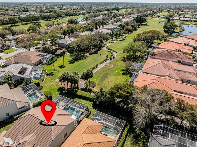 2109 Morning Sun Ln, Naples, FL 34119 - birds eye view of property featuring a water view, a residential view, and golf course view
