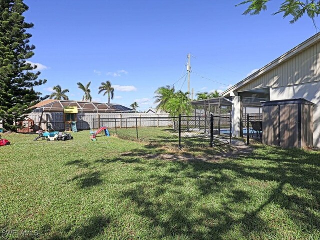 view of yard with fence