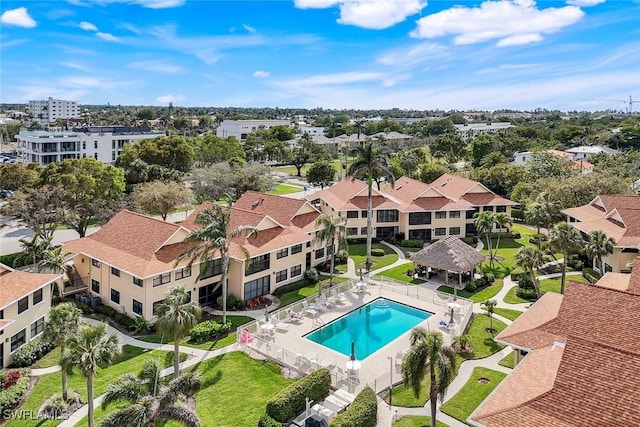 bird's eye view with a residential view