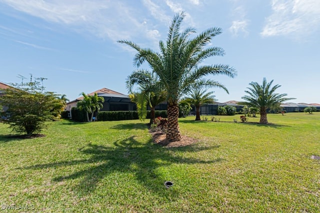 view of yard with a lanai