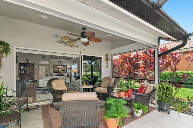 view of patio with ceiling fan