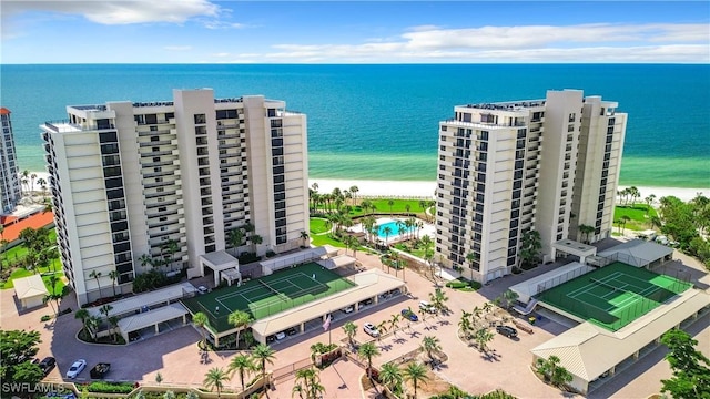 bird's eye view featuring a water view