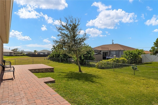 view of yard featuring a fenced backyard and a patio