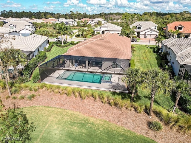 drone / aerial view with a residential view