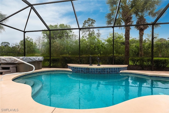 12020 Bramble Cove Dr, Fort Myers, FL 33905 - pool with glass enclosure and a patio