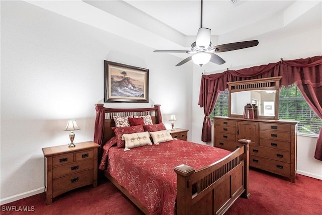 12020 Bramble Cove Dr, Fort Myers, FL 33905 - bedroom featuring baseboards, dark colored carpet, and ceiling fan