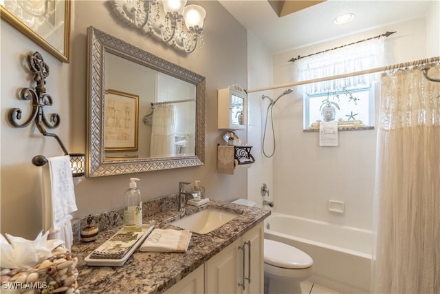 834 Coldstream Ct, Naples, FL 34104 - bathroom featuring toilet, shower / bath combo with shower curtain, and vanity