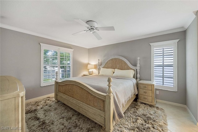 7070 Barrington Cir Unit 202, Naples, FL 34108 - bedroom with baseboards, ceiling fan, and ornamental molding